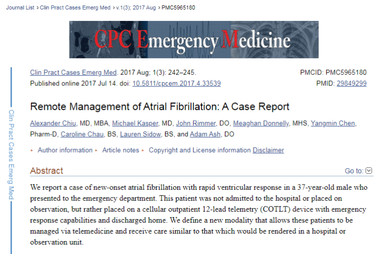 Article titled "Remote Management of Atrial Fibrillation: A Case Report"